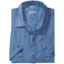 Toscano Linen Shirt with Flap Pockets - Short Sleeve (For Men) in Harbor - Closeouts