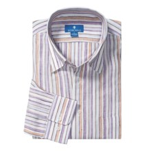 Toscano Linen Stripe Shirt - Long Sleeve (For Men) in Mandarian - Closeouts