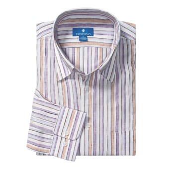 Toscano Linen Stripe Shirt - Long Sleeve (For Men) in Mandarian