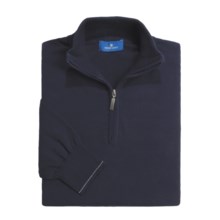 Toscano Mock Neck Sweater - Combed Cotton, Zip Neck (For Men) in Dark Navy - Closeouts