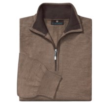 Toscano Mock Turtleneck Sweater - Merino Wool, Quarter Zip (For Men) in Cobblestone/Sumatra - Closeouts