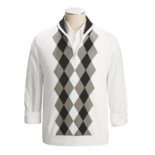 Toscano Modern Argyle Zip Neck Vest - Cotton (For Men) in Ivory - Closeouts