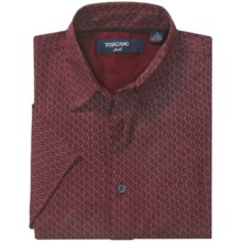 Toscano Patterned Shirt - Silk-Rayon, Short Sleeve (For Men) in Beaujolais Multi Check - Closeouts