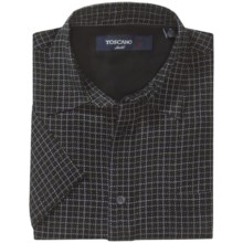 Toscano Patterned Shirt - Silk-Rayon, Short Sleeve (For Men) in Black Grid Check - Closeouts