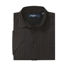 Toscano Patterned Shirt - Silk-Rayon, Short Sleeve (For Men) in Black Multi Square - Closeouts