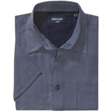 Toscano Patterned Shirt - Silk-Rayon, Short Sleeve (For Men) in Windsor Blue Tossed Geometric - Closeouts