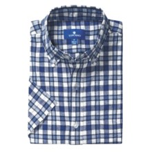 Toscano Plaid Sport Shirt - Linen-Cotton, Short Sleeve (For Men) in Stardust - Closeouts