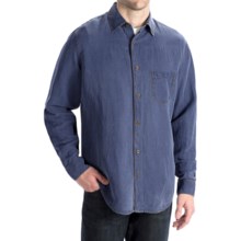 Toscano Silk-Linen Shirt - Long Sleeve (For Men) in Midnight - Closeouts
