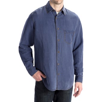 Toscano Silk-Linen Shirt - Long Sleeve (For Men) in Midnight