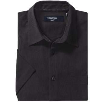 Toscano Silk Shirt - Short Sleeve (For Men) in Black