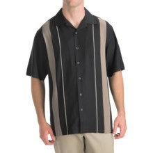 Toscano Twill Shirt - Silk-Rayon, Contrast Color, Short Sleeve (For Men) in Black/Taupe - Closeouts