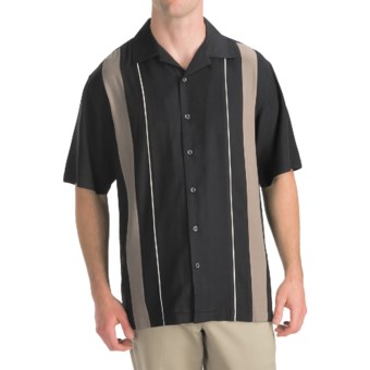 Toscano Twill Shirt - Silk-Rayon, Contrast Color, Short Sleeve (For Men) in Black/Taupe