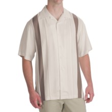 Toscano Twill Shirt - Silk-Rayon, Contrast Color, Short Sleeve (For Men) in Seashell/Taupe - Closeouts