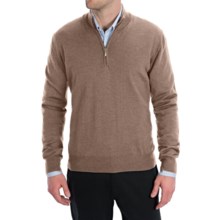 Toscano Zip Mock Neck Sweater - Merino Wool (For Men) in Fossil - Closeouts