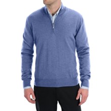 Toscano Zip Mock Neck Sweater - Merino Wool (For Men) in Ocean - Closeouts