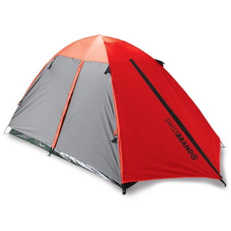 SWISS BRAND Tourist Dome Tent - 3-Season, 3-Person - DARK GREY/RED ( )
