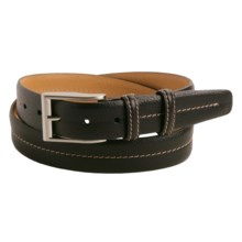 Trafalgar Double Bombay Belt - Leather, Brushed Satin Nickel Buckle (For Men) in Black - Closeouts