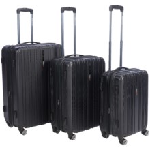 Traveler’s Choice Tasmania Hard Case Spinner Luggage Set - 3-Piece, Expandable in Black - Closeouts