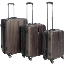 Traveler’s Choice Tasmania Hard Case Spinner Luggage Set - 3-Piece, Expandable in Dark Brown - Closeouts