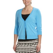 Tribal Sportswear Basic Knit Cardigan Sweater - 3/4 Sleeve (For Women) in Vivid Blue