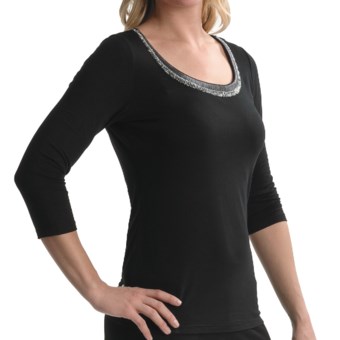 Tribal Sportswear Beaded Scoop Neck Shirt - 3/4 Sleeve (For Women)