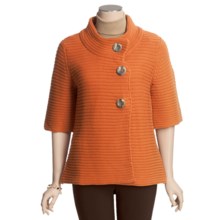 Tribal Sportswear Box Cardigan Sweater - Cotton, 3/4 Sleeve (For Women) in Sunset