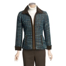 Tribal Sportswear Burnout Tweed Jacket - Zip Front, Corduroy Trim (For Women) in Deep Peacock