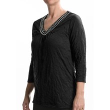 Tribal Sportswear Crushed and Studded Shirt - 3/4 Sleeve (For Women) in Black