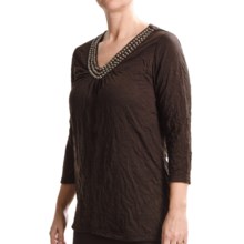 Tribal Sportswear Crushed and Studded Shirt - 3/4 Sleeve (For Women) in Espresso