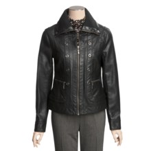 Tribal Sportswear Faux-Leather Jacket (For Women) in Black
