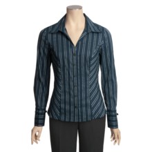 Tribal Sportswear Jacquard Stripe Shirt - Long Sleeve (For Women) in Mallard Blue