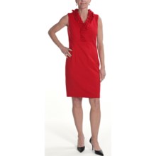 Tribal Sportswear Knit Dress - Ruffled Neck, Sleeveless (For Women) in Scarlet