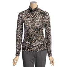 Tribal Sportswear Mock Neck Shirt - Shirred Collar and Sleeves (For Women) in Camel