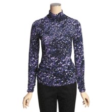 Tribal Sportswear Mock Neck Shirt - Shirred Collar and Sleeves (For Women) in Dusty Mauve