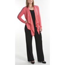 Tribal Sportswear Pointelle Cardigan Sweater - Cotton, Drape Front (For Women) in Geranium