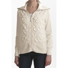 Tribal Sportswear Pucker-Stitch Cardigan Sweater (For Women) in Cream