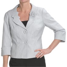 Tribal Sportswear Puckered Jacket - 3/4 Sleeve (For Petite Women) in White