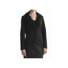 Tribal Sportswear Ruffle Collar Blazer (For Women) in Black
