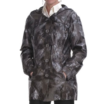 Tribal Sportswear Trench Jacket - Ruched Drawstring Collar (For Women) in Smoked Pearl