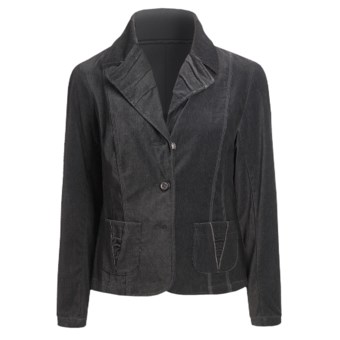 Tribal Sportswear Velvety Cotton Jacket - Pleat Detail (For Women) in Heather Charcoal