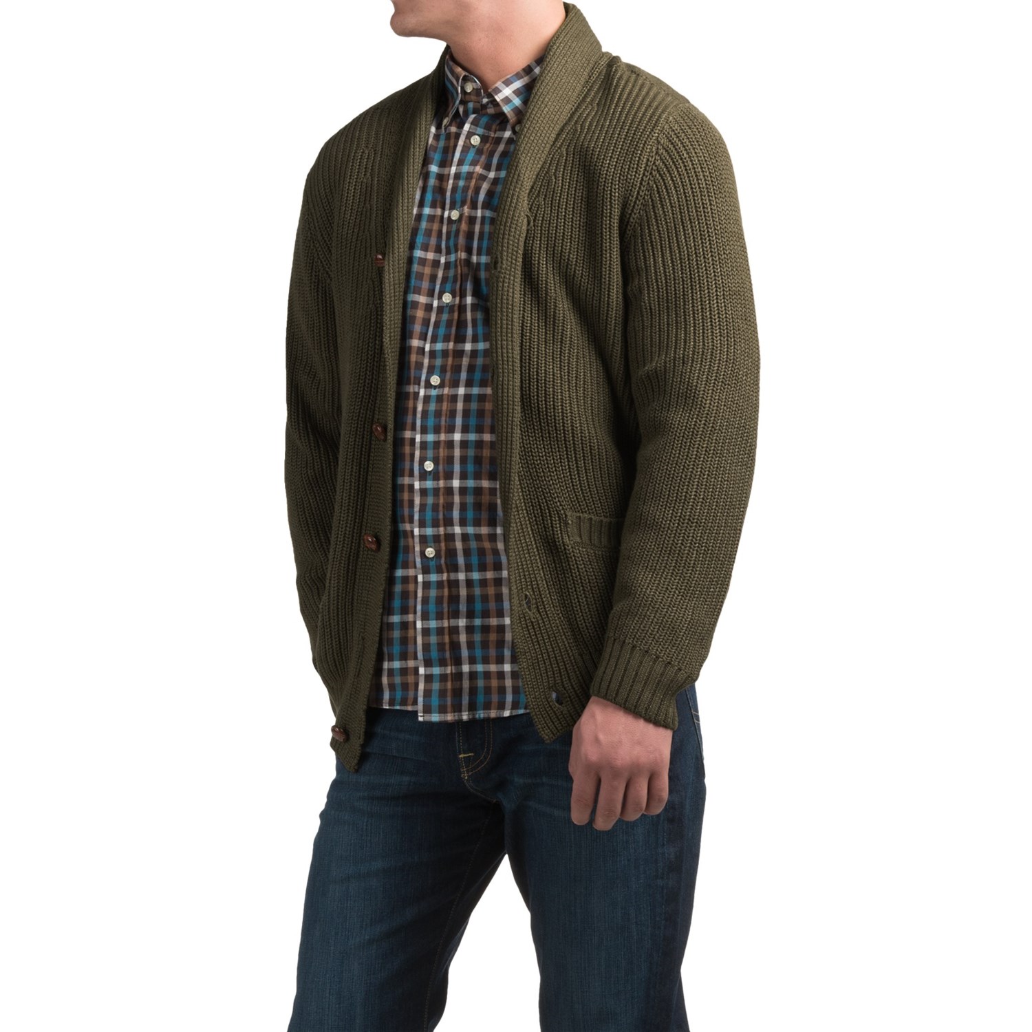 Tricots St. Raphael Shawl,Collar Cardigan Sweater (For Men) in Parsley Heather