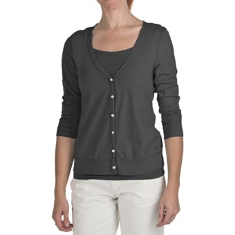 True Grit 40’s Cotton Jersey Cardigan Sweater - V-Neck, Long Sleeve (For Women) in Black