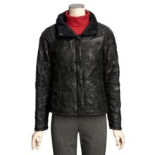 True Grit Bonded Quilted Short Jacket - Faux-Fur Collar (For Women) in Black Flower Stitch - Closeouts