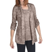 True Grit Burnout Slub Cardigan Sweater - Roll-Up Sleeve (For Women) in Beach Grey - Closeouts