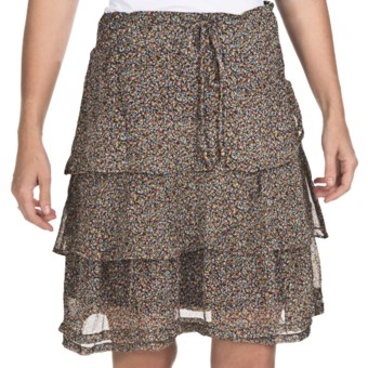 True Grit Chiffon Ruffle Skirt (For Women) in Brown Floral