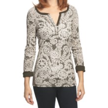 True Grit Cody Floral Burnout Shirt - Rib Knit, 3/4 Roll Sleeve (For Women) in Olive - Closeouts