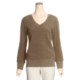 True Grit Cotton Pile Crop Shirt - V-Neck with Rib Trim (For Women)
