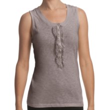 True Grit Cotton Rib-Knit Tank Top - Chiffon Trim (For Women) in Beach Grey - Closeouts