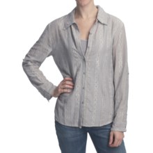 True Grit Cotton Silk Eyelet Shirt - Long Sleeve (For Women) in Light Grey - Closeouts