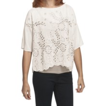True Grit Cotton-Silk Eyelet Shirt - Short Sleeve (For Women) in White - Closeouts